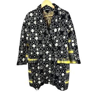 DESIGUAL Women's Sweet Emotion Y2K Wool Blend Winter Coat Black/Yellow Size 40